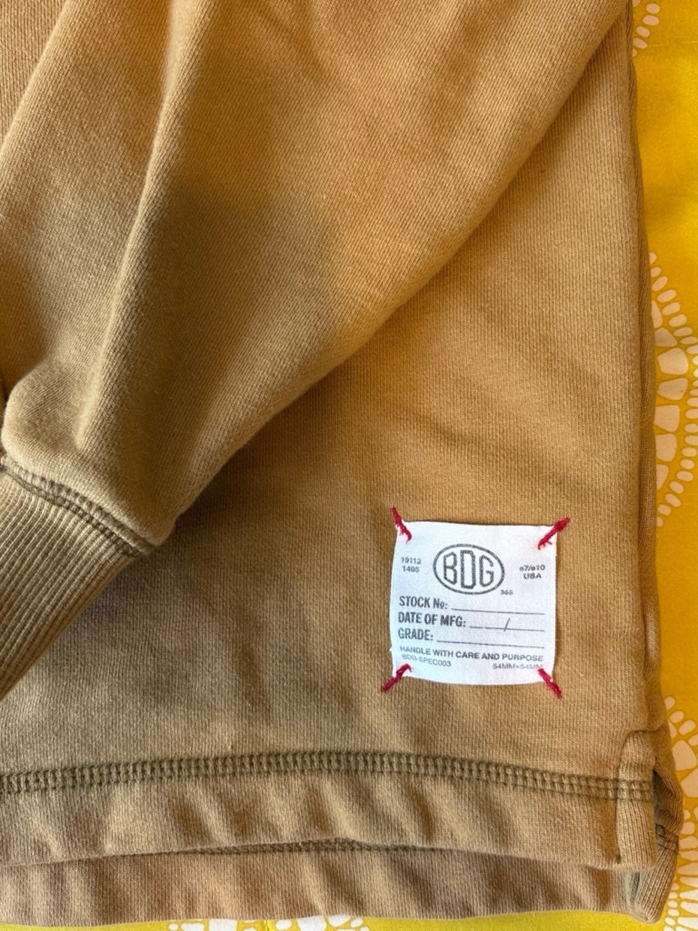 BDG Urban Outfitters Camel Rugby Polo with Pink Collar and Multi-Pattern Yoke - Picture 3 of 5